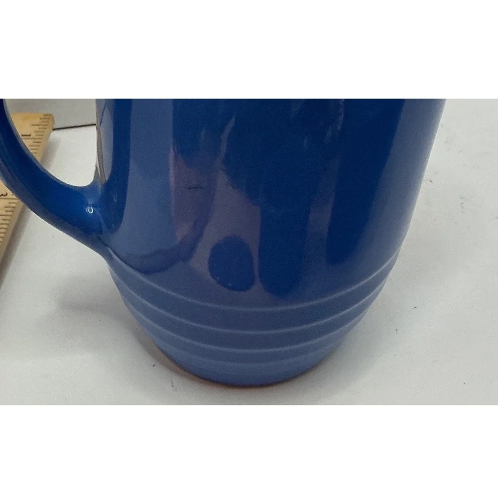Vintage Blue Ceramic Pitcher and Lidded Bowls Set Kitchenware 3pc